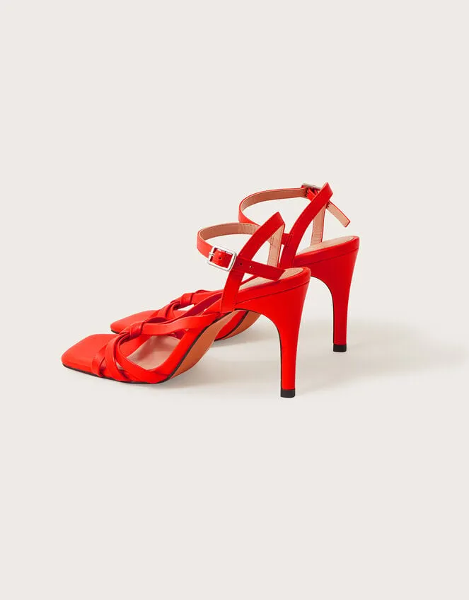 Women Leather Barely There Heeled Sandals Orange Monsoon Sandals