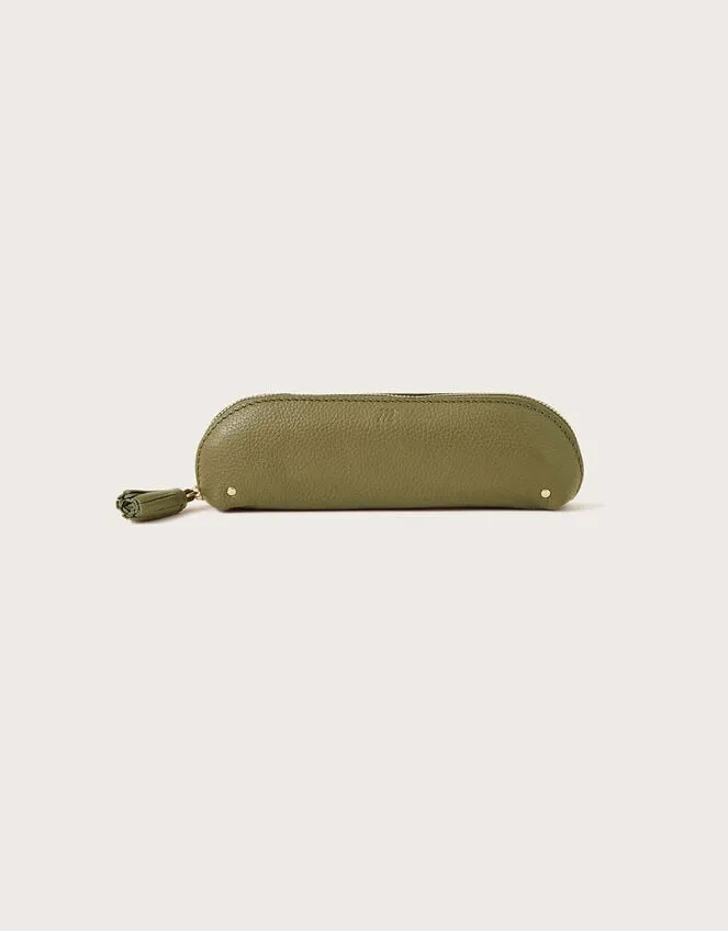 Women Leather Pencil Case Green Monsoon Bags and Purses