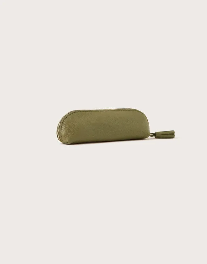 Women Leather Pencil Case Green Monsoon Bags and Purses