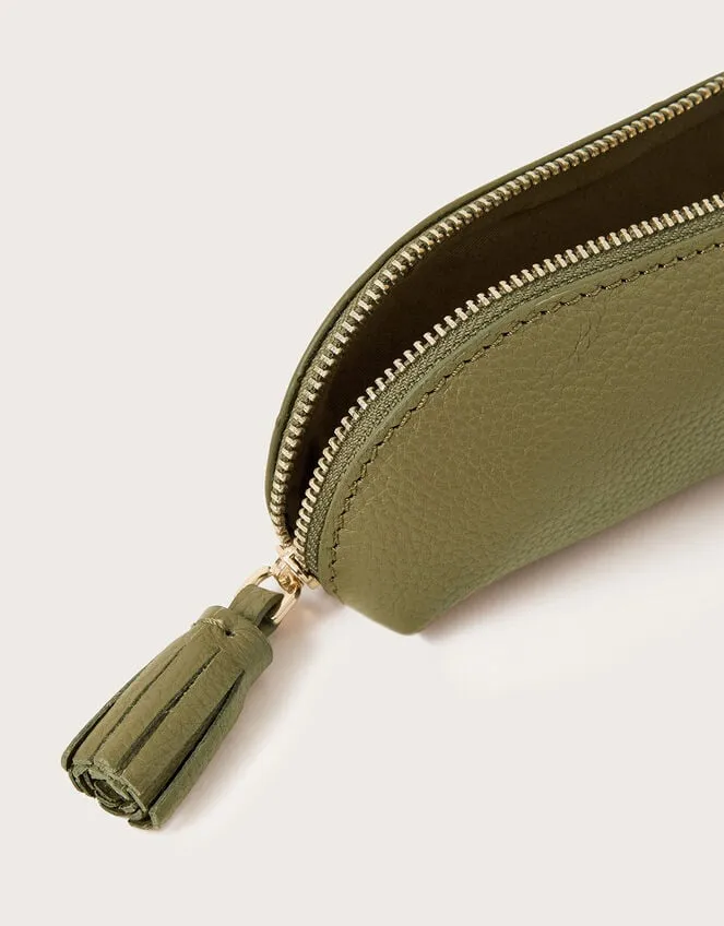 Women Leather Pencil Case Green Monsoon Bags and Purses