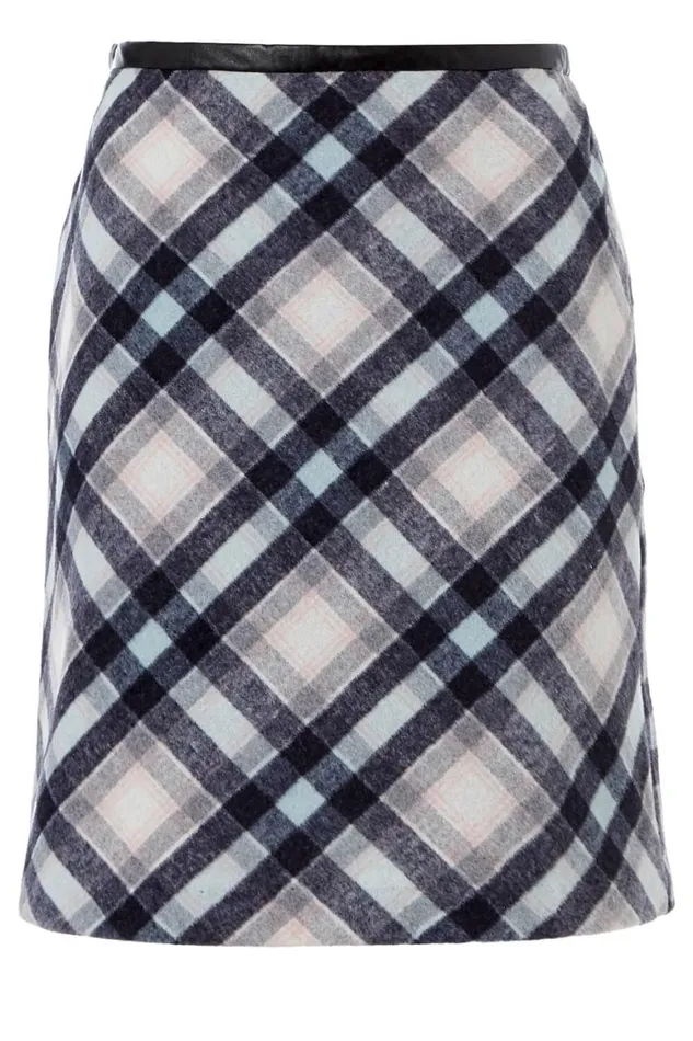 Women Light Blue Checked Short Skirt Roman Skirts
