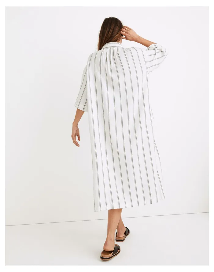 Women Lightestspun Cover Up Maxi Shirtdress In Stripe Simply Sage Madewell Swim Women Lightestspun Cover Up Maxi Shirtdress In Stripe Simply Sage Madewell Swim