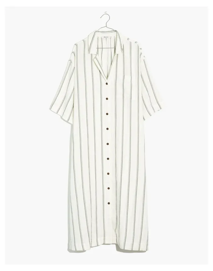 Women Lightestspun Cover Up Maxi Shirtdress In Stripe Simply Sage Madewell Swim Women Lightestspun Cover Up Maxi Shirtdress In Stripe Simply Sage Madewell Swim