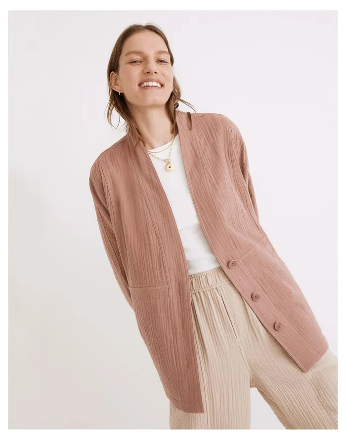 Women Lightspun Robe Jacket Faded Mauve Madewell Jackets