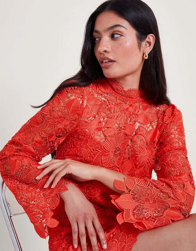 Women Lila Lace Tunic Dress Orange Monsoon Occasionwear