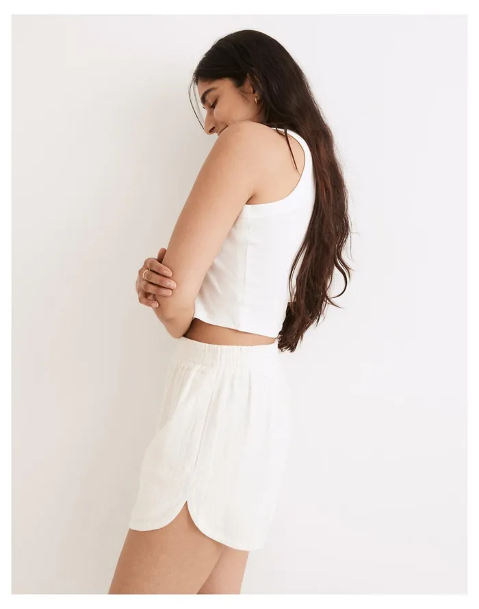 Women Linen Blend Pasadena Pull On Shorts Bright Ivory Madewell Shorts Women Linen Blend Pasadena Pull On Shorts Bright Ivory Madewell Shorts