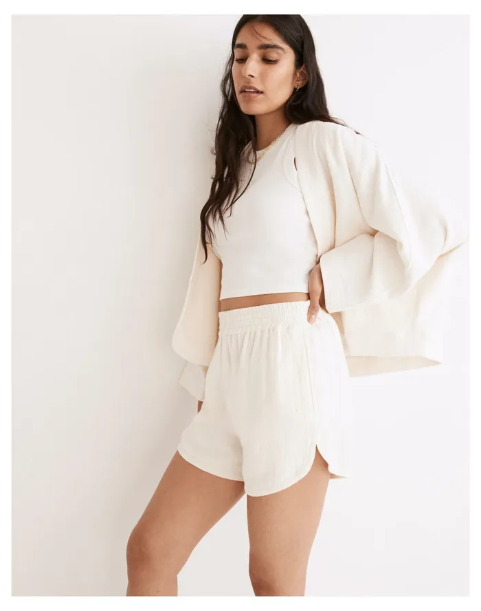 Women Linen Blend Pasadena Pull On Shorts Bright Ivory Madewell Shorts Women Linen Blend Pasadena Pull On Shorts Bright Ivory Madewell Shorts