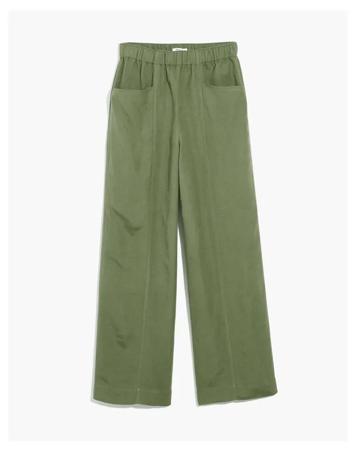 Women Linen Blend Pull On High Rise Wide Leg Pants Vintage Moss Madewell Pants Women Linen Blend Pull On High Rise Wide Leg Pants Vintage Moss Madewell Pants