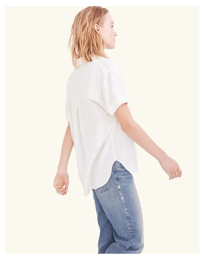 Women Linen Blend Swenson Popover Shirt Eyelet White Madewell Tops and Shirts Women Linen Blend Swenson Popover Shirt Eyelet White Madewell Tops and Shirts