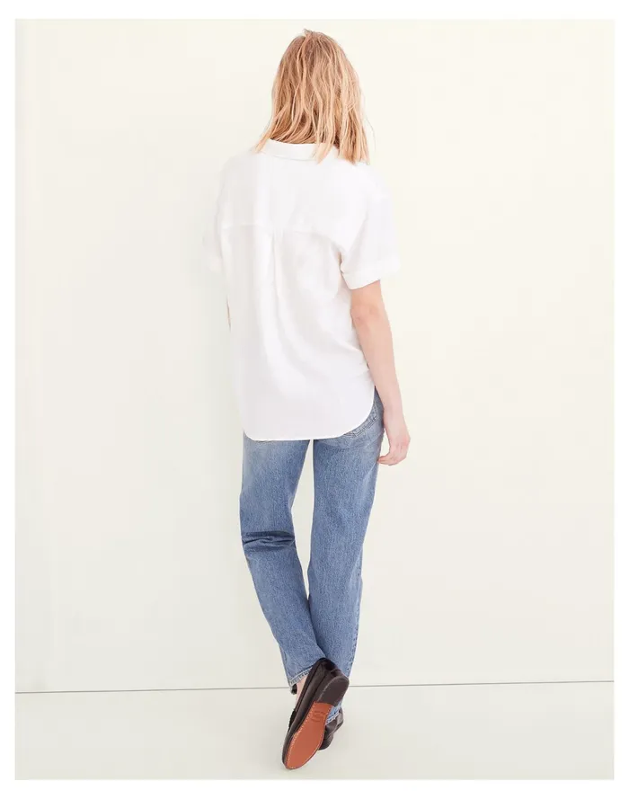 Women Linen Blend Swenson Popover Shirt Eyelet White Madewell Tops and Shirts Women Linen Blend Swenson Popover Shirt Eyelet White Madewell Tops and Shirts