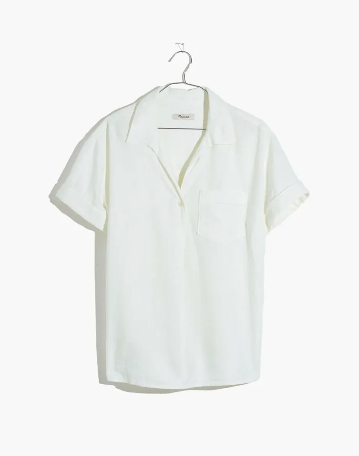 Women Linen Blend Swenson Popover Shirt Eyelet White Madewell Tops and Shirts Women Linen Blend Swenson Popover Shirt Eyelet White Madewell Tops and Shirts