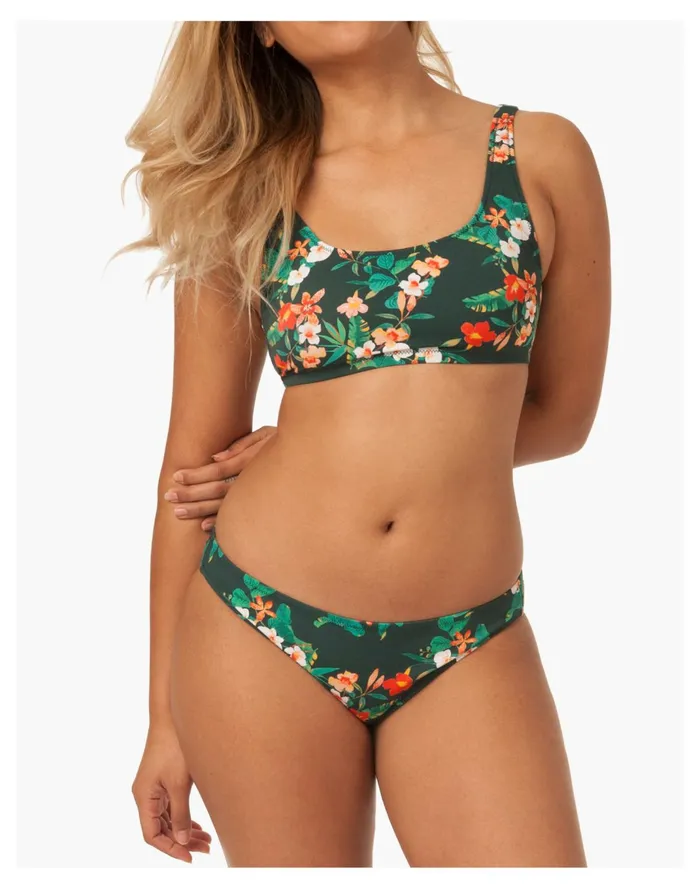 Women LIVELY All You Swim Bralette Bikini Top Green Multi Madewell Swim