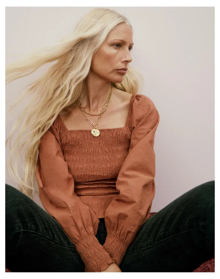 Women Lucie Bubble Sleeve Smocked Top Warm Umber Madewell Tops and Shirts Women Lucie Bubble Sleeve Smocked Top Warm Umber Madewell Tops and Shirts