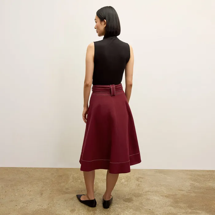 Women M M LaFleur The Bodhi Skirt 8211 Contrast Stitch Eco Better Than Denim Berry Jam Skirts Women M M LaFleur The Bodhi Skirt 8211 Contrast Stitch Eco Better Than Denim Berry Jam Skirts
