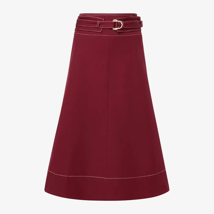 Women M M LaFleur The Bodhi Skirt 8211 Contrast Stitch Eco Better Than Denim Berry Jam Skirts
