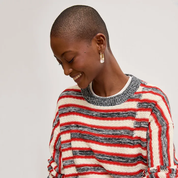 Women M M LaFleur The Leila Slouchy Sweater 8211 Multi Knit Sunset Stripe Sweaters