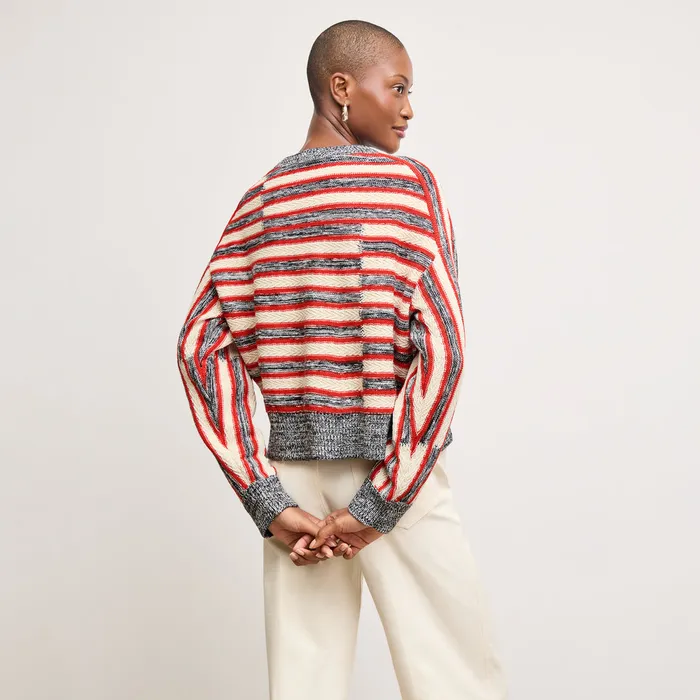 Women M M LaFleur The Leila Slouchy Sweater 8211 Multi Knit Sunset Stripe Sweaters