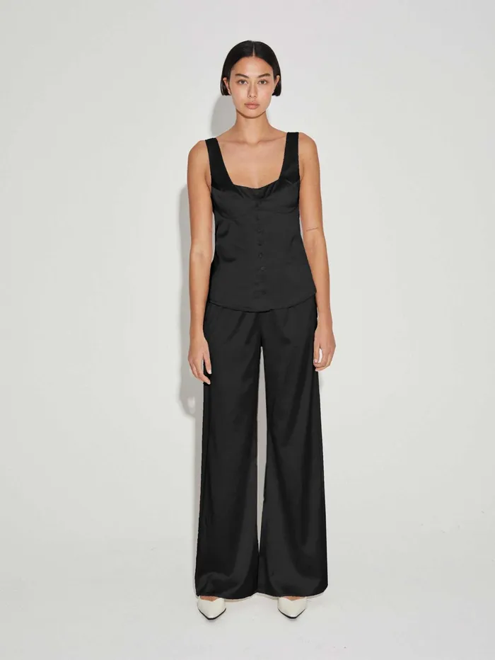 Women Maison Essentiele 8211 Button Down Vest In Black The UNDONE Tops