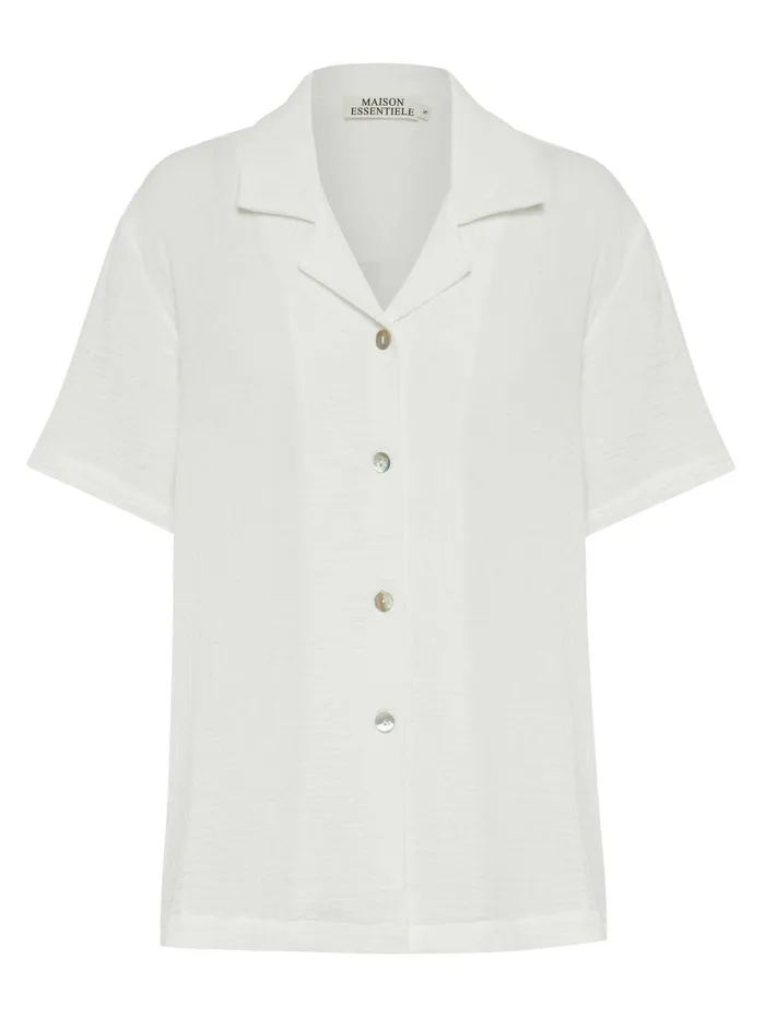 Women Maison Essentiele 8211 Core Short Sleeve Shirt Optic White The UNDONE Loungewear