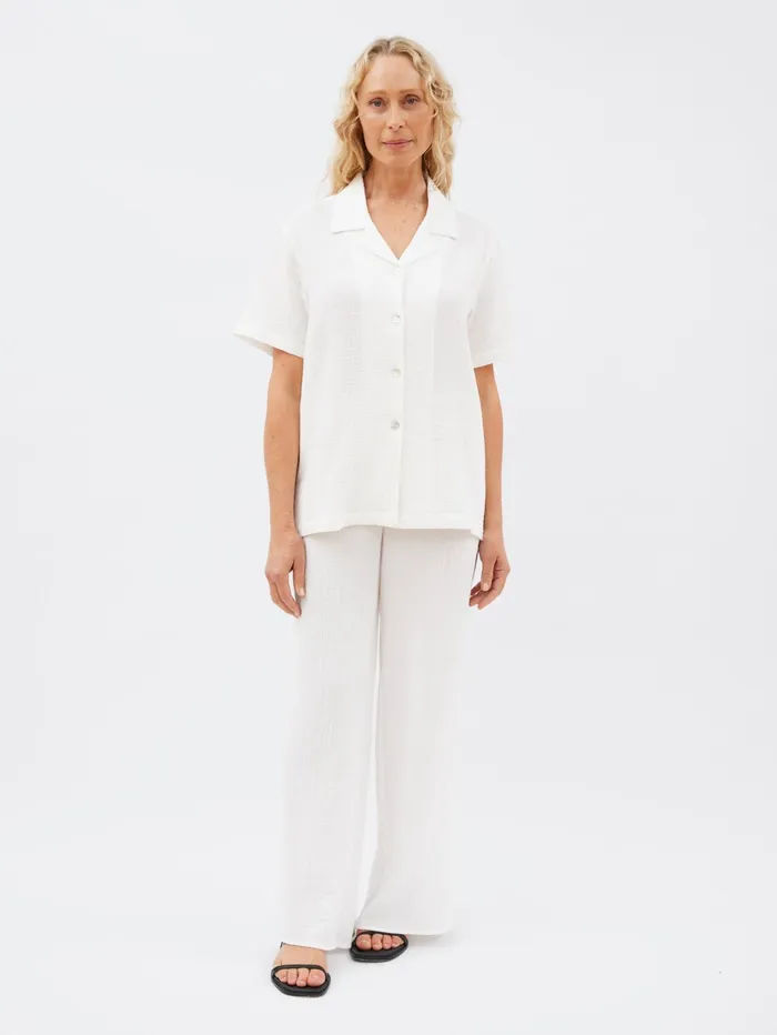 Women Maison Essentiele 8211 Core Short Sleeve Shirt Optic White The UNDONE Loungewear