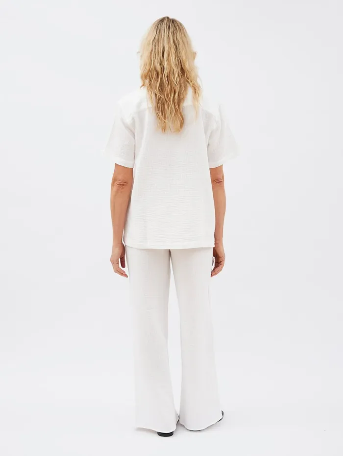 Women Maison Essentiele 8211 Core Short Sleeve Shirt Optic White The UNDONE Loungewear