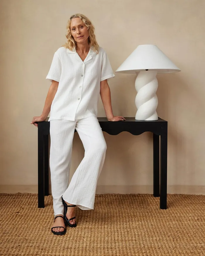 Women Maison Essentiele 8211 Core Short Sleeve Shirt Optic White The UNDONE Loungewear