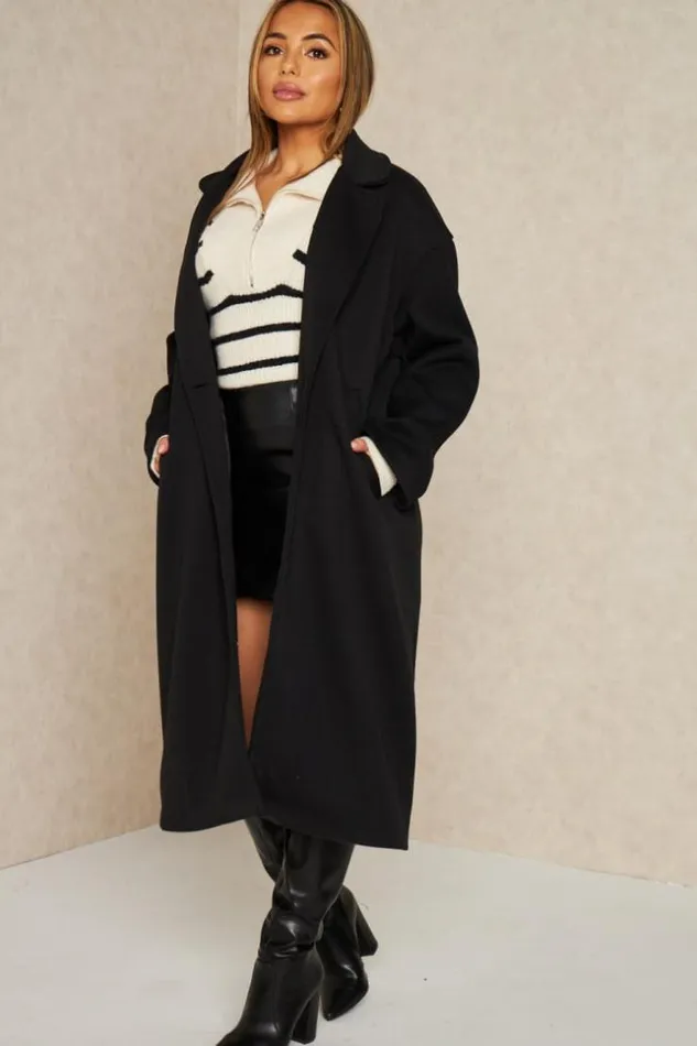 Women Manteau Long Noir Black Brentiny Paris Coats