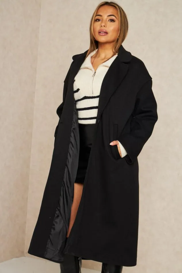 Women Manteau Long Noir Black Brentiny Paris Coats