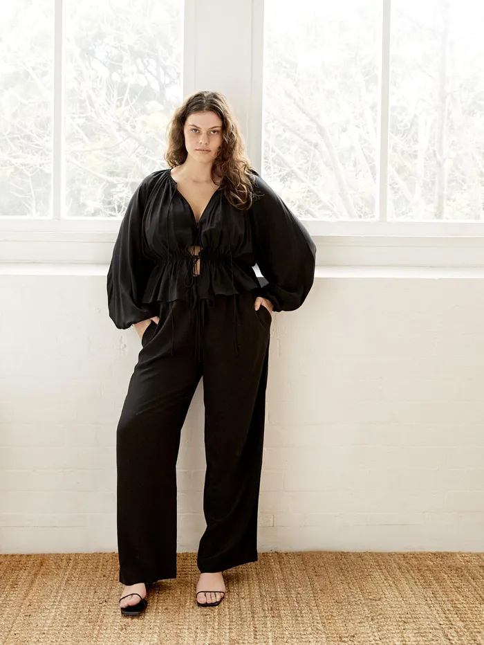 Women Matteau 8211 Black Drawstring Trouser In Black The UNDONE Pants