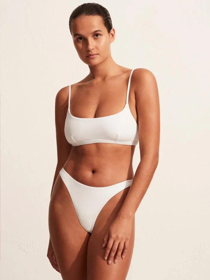 Women Matteau 8211 Crop Top In Chalk Crinkle The UNDONE Swimwear