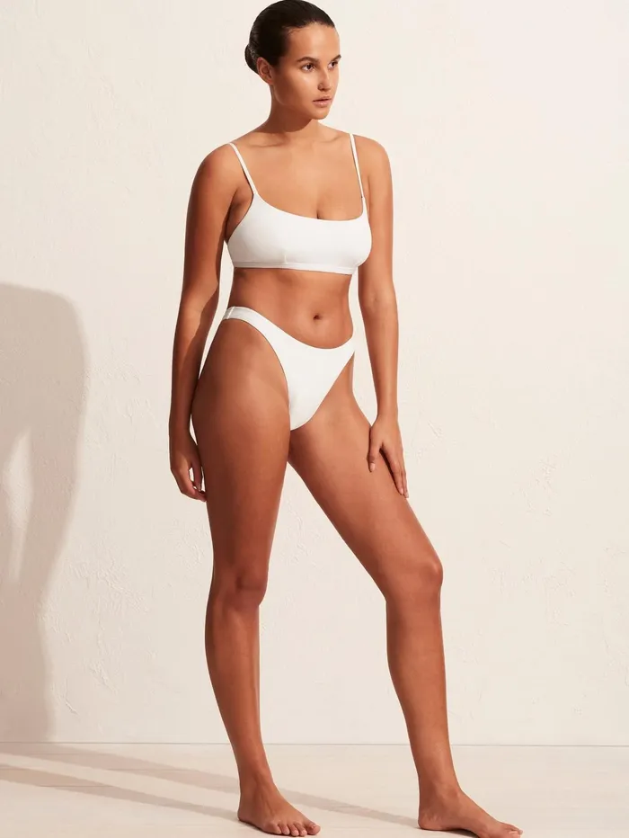 Women Matteau 8211 Crop Top In Chalk Crinkle The UNDONE Swimwear