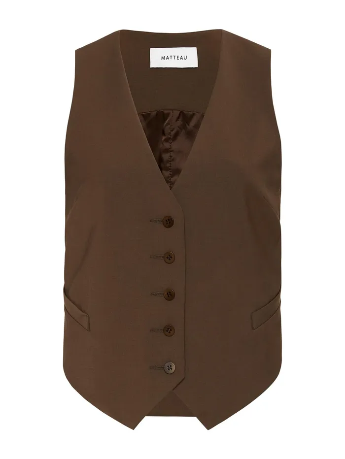 Women Matteau 8211 Tailored Waistcoat In Coffee The UNDONE Tops