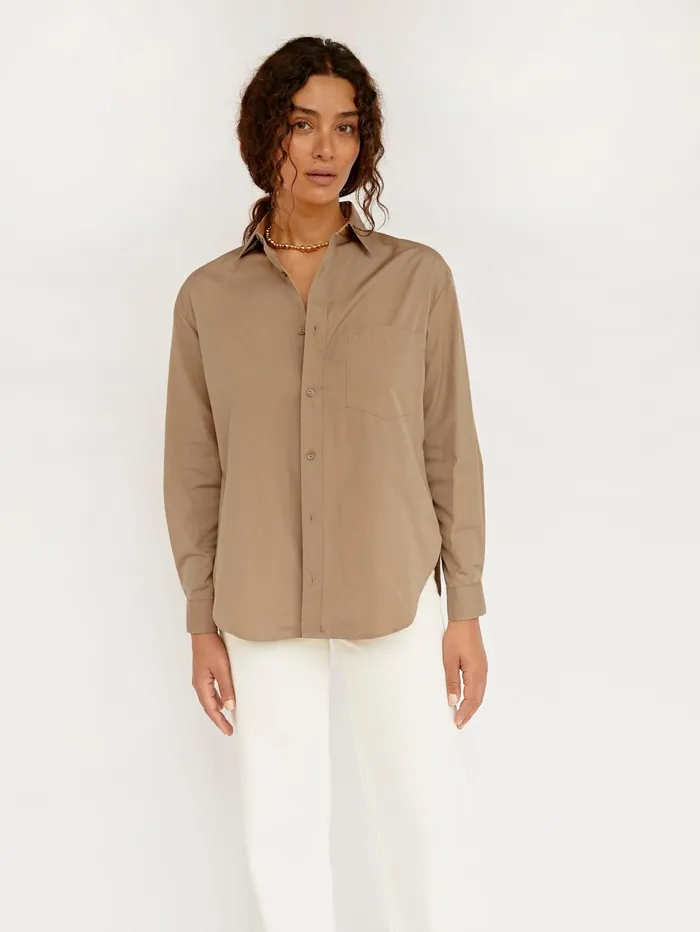 Women Matteau 8211 Tan Classic Pocket Shirt The UNDONE Tops