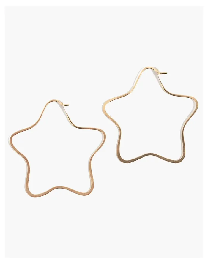 Women Melissa Joy Manning 14k Gold 12034 Star Hoops Gold Madewell Earrings