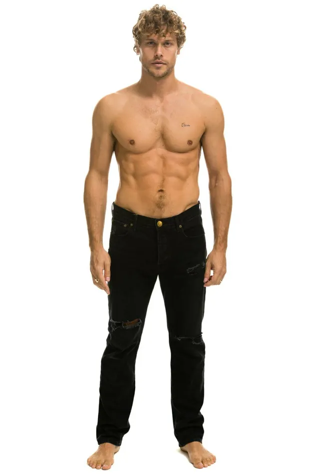 Women MEN039S CLASSIC STRAIGHT LEG DENIM JEAN 8211 VINTAGE BLACK Aviator Nation