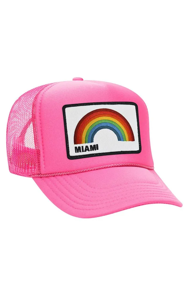 Women MIAMI RAINBOW TRUCKER HAT Aviator Nation TruckerHats