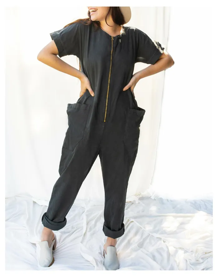 Women Mien Together Zip Front Jumpsuit Black Madewell Jumpsuits and Overalls