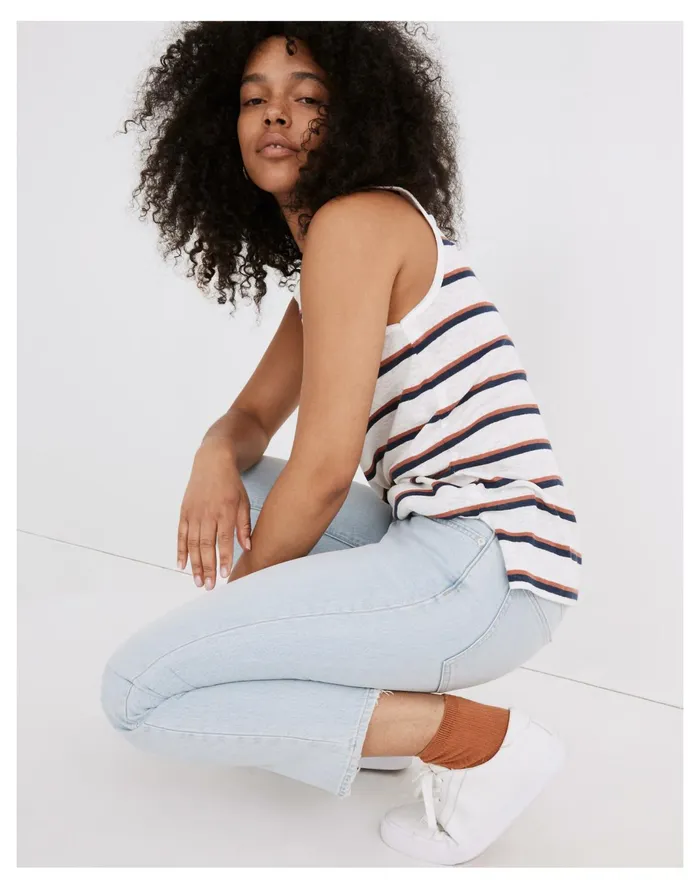 Women Modern Linen Tank Top In Stripe Lighthouse Madewell Tees Women Modern Linen Tank Top In Stripe Lighthouse Madewell Tees