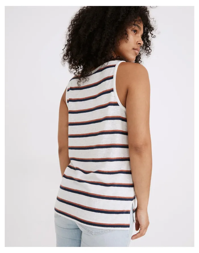 Women Modern Linen Tank Top In Stripe Lighthouse Madewell Tees Women Modern Linen Tank Top In Stripe Lighthouse Madewell Tees