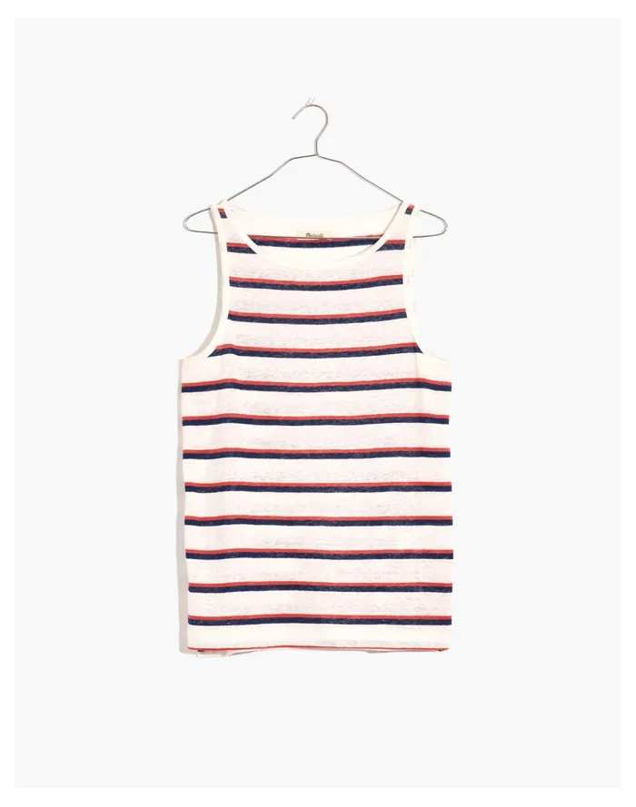 Women Modern Linen Tank Top In Stripe Lighthouse Madewell Tees Women Modern Linen Tank Top In Stripe Lighthouse Madewell Tees