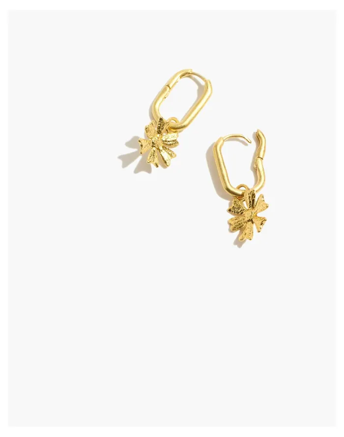 Women Mojave Daisy Carabiner Huggie Hoop Earrings Vintage Gold Madewell Earrings