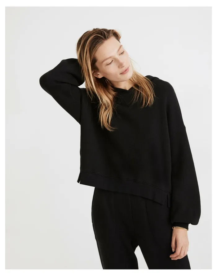 Women MWL Airyterry Hoodie Sweatshirt True Black Madewell MWL Athleisure
