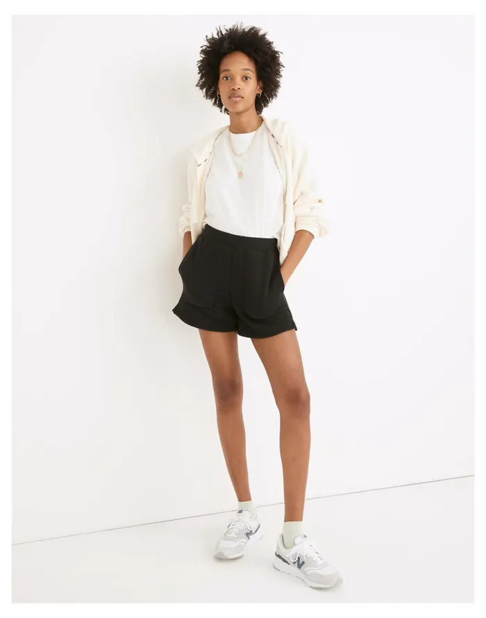 Women MWL Airyterry Stitched Pocket Sweatshorts True Black Madewell MWL Athleisure
