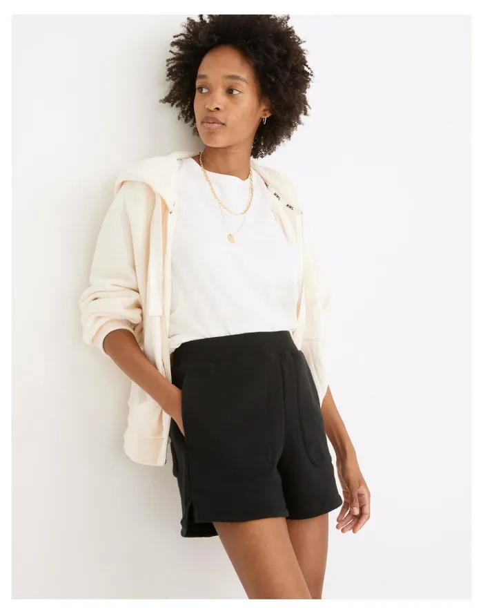 Women MWL Airyterry Stitched Pocket Sweatshorts True Black Madewell MWL Athleisure Women MWL Airyterry Stitched Pocket Sweatshorts True Black Madewell MWL Athleisure