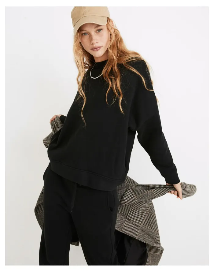 Women MWL Betterterry Crewneck Sweatshirt True Black Madewell MWL Athleisure Women MWL Betterterry Crewneck Sweatshirt True Black Madewell MWL Athleisure
