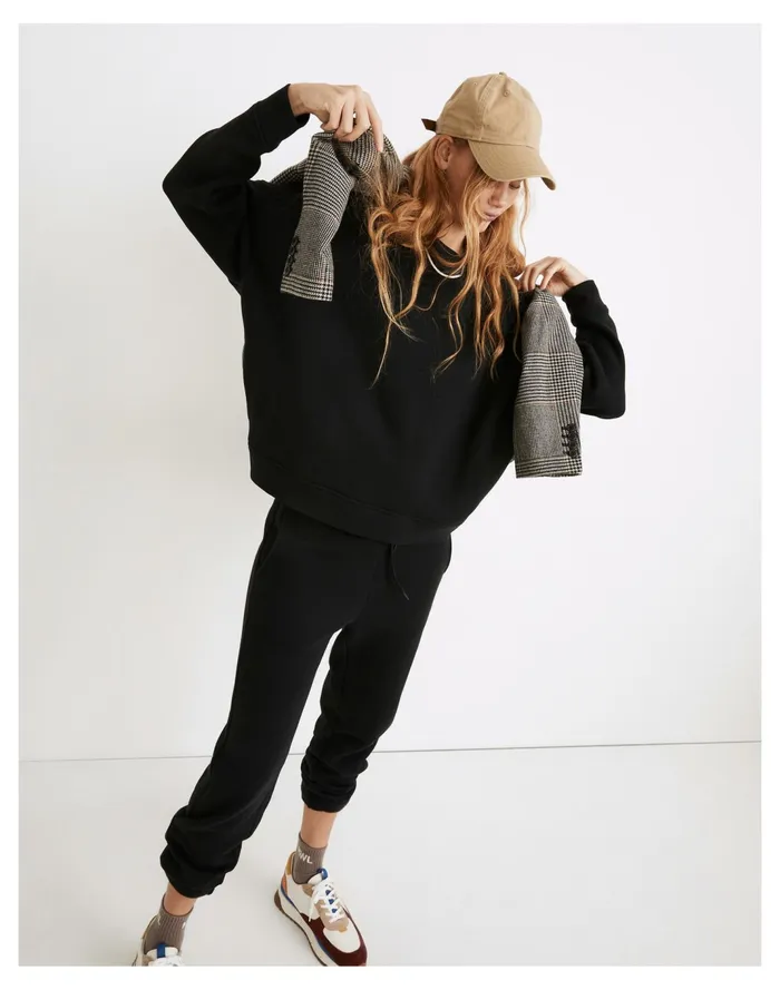 Women MWL Betterterry Crewneck Sweatshirt True Black Madewell MWL Athleisure Women MWL Betterterry Crewneck Sweatshirt True Black Madewell MWL Athleisure