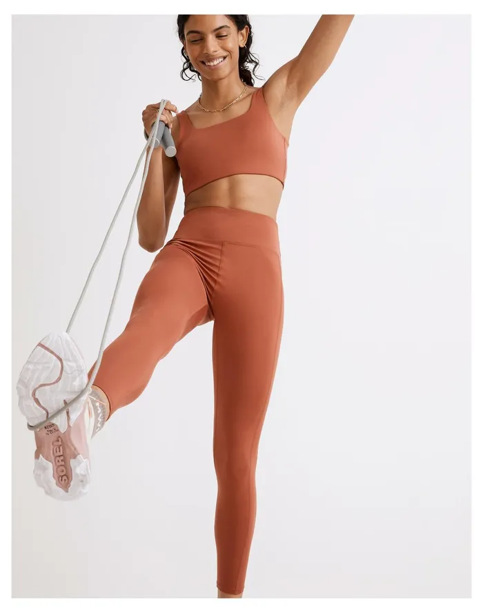 Women MWL Flex Square Neck Sports Bra Weathered Brick Madewell Activewear