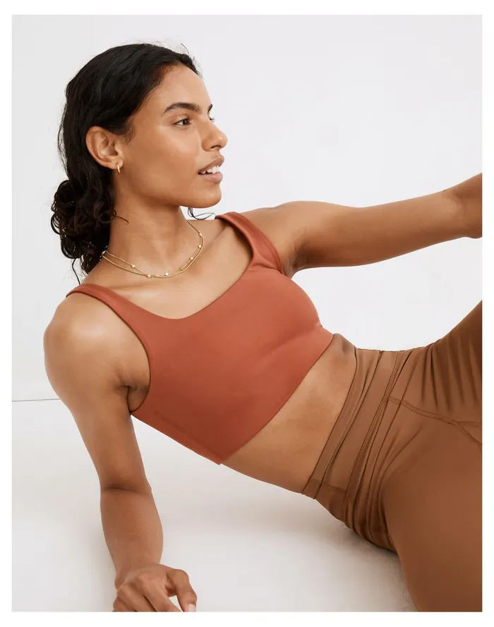 Women MWL Flex Square Neck Sports Bra Weathered Brick Madewell Activewear Women MWL Flex Square Neck Sports Bra Weathered Brick Madewell Activewear