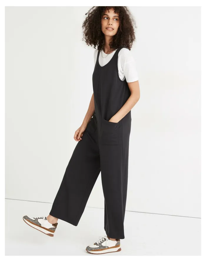 Women MWL Superbrushed Pull On Jumpsuit Black Coal Madewell MWL Athleisure
