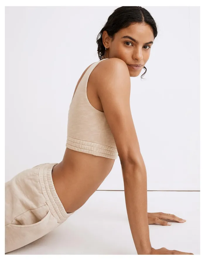 Women MWL Sweatshirt Bralette Dried Flax Madewell MWL Athleisure Women MWL Sweatshirt Bralette Dried Flax Madewell MWL Athleisure